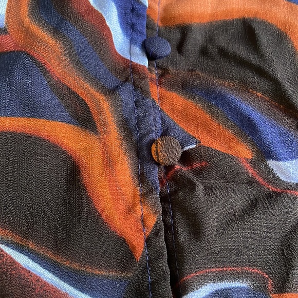 Nine West long sleeve v neck button up navy blue black red blouse shirt sz XS - Picture 15 of 17